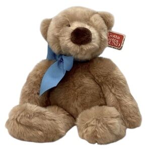 👠 GUND Stuffed Teddy Bear with Blue Bow #46552 - NWT